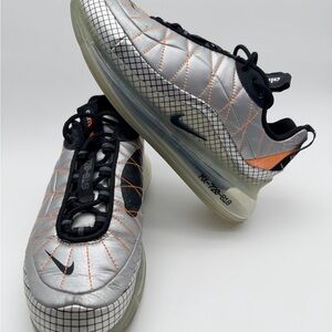 NIKE Air Max 720-818 Metallic Silver, Blk & Orange Sneakers